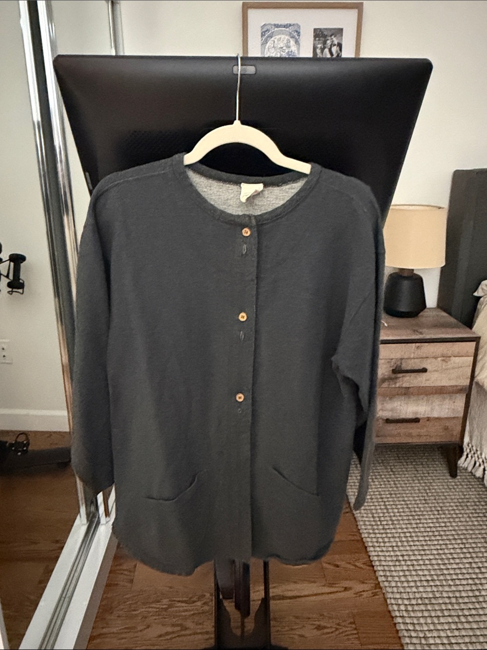 Hanna Andersson Women’s Charcoal Button-Front Pocket Sweater Cardigan